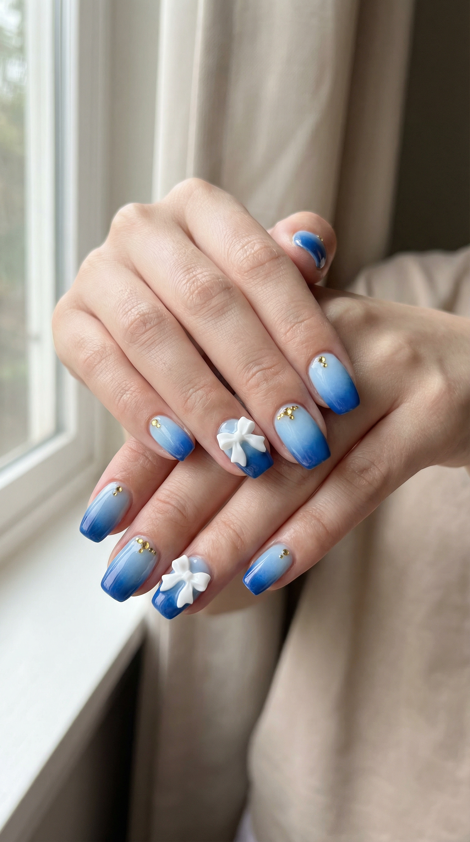 ブルー グラデーション リボン