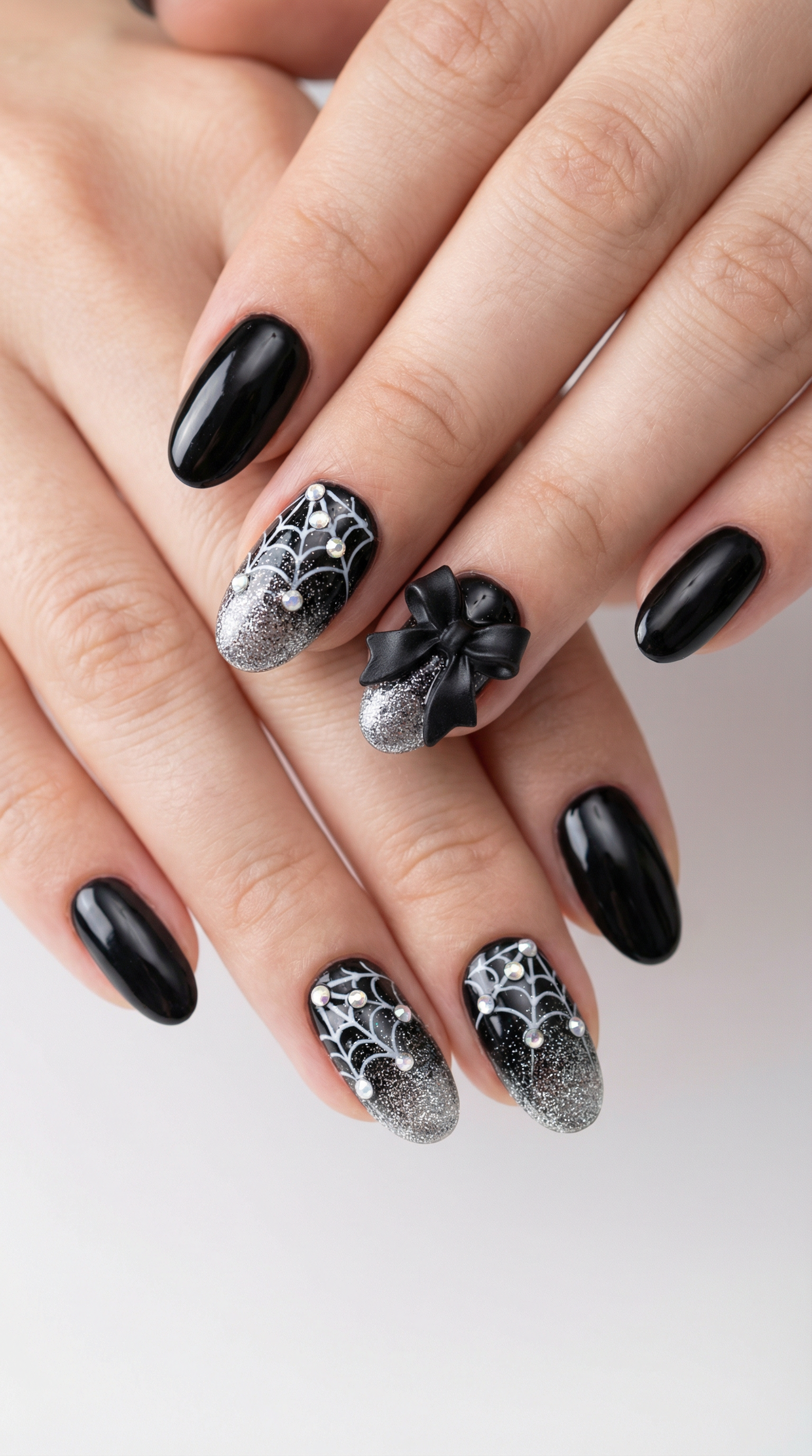 ブラック スパイダーウェブ リボン