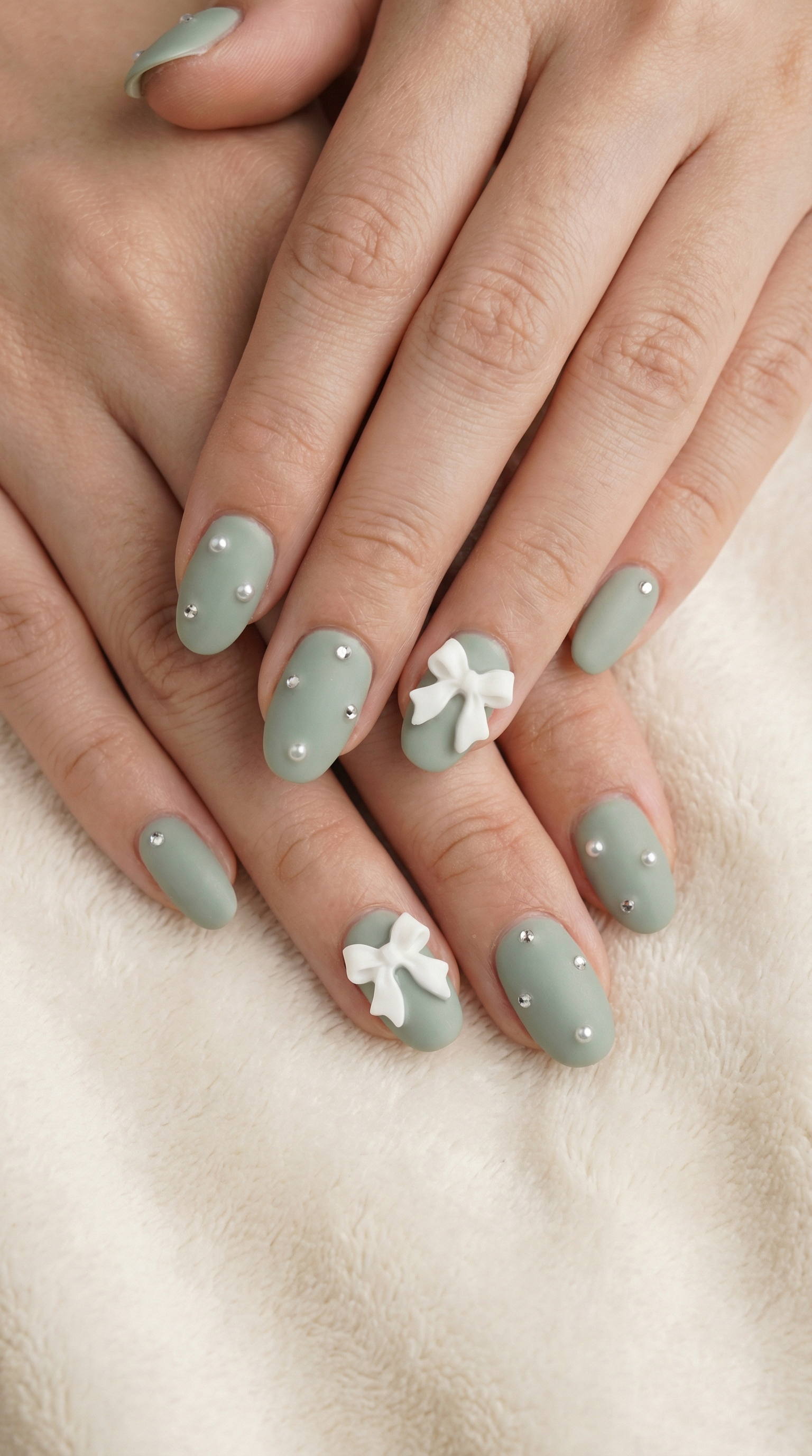 セージグリーン パール リボン