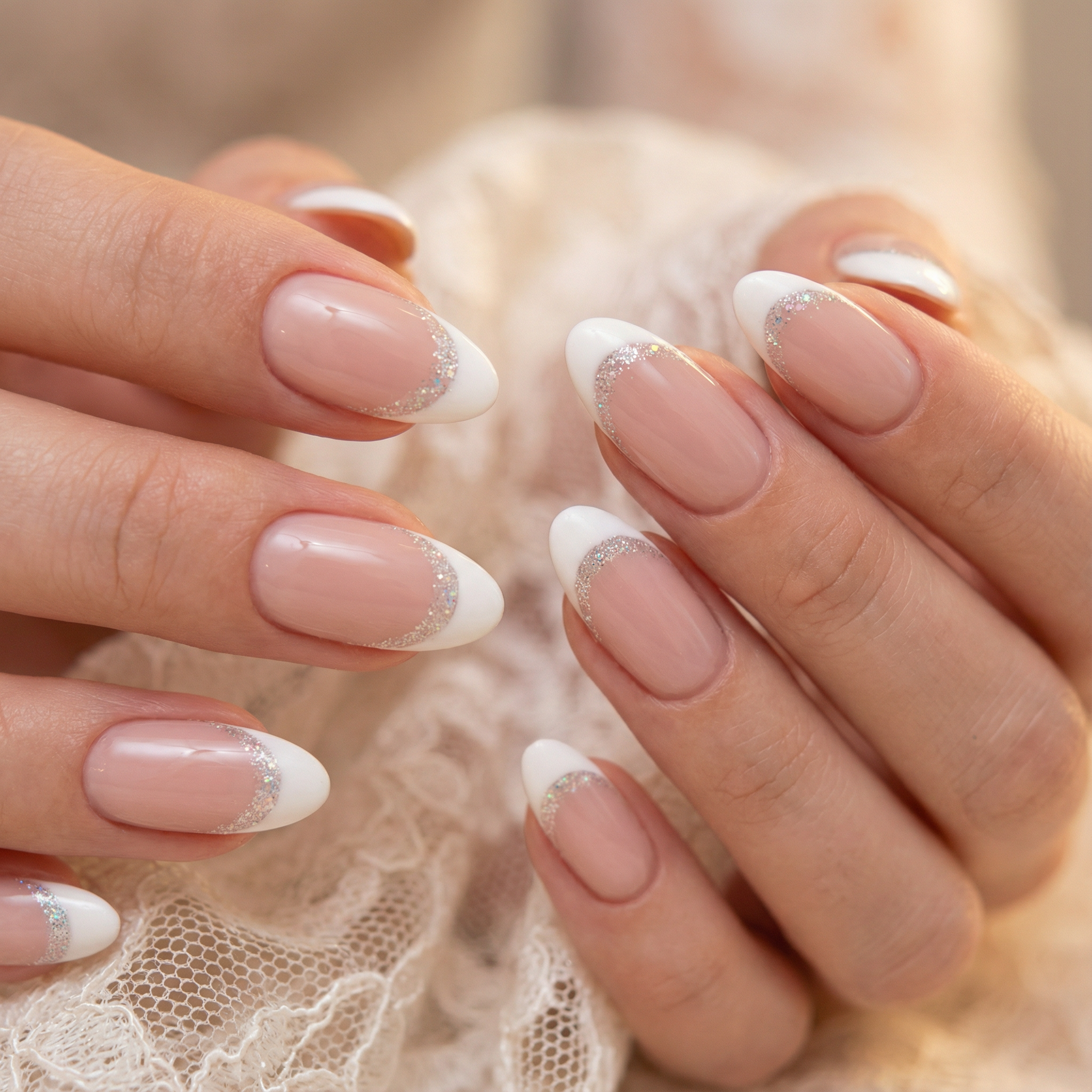 ヌードピンク フレンチ グリッター